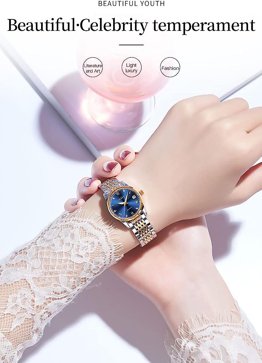OLEVS Automatic Watches for Women Classic Diamond Ladies Self-Winding Wrist Watch Gold Stainless Steel Date Day Female Watch Gift - Image 3